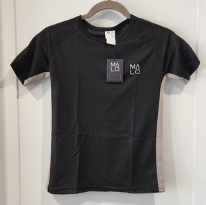 New Malo Republic Mesh Endurance Boys Active Layer T Shirt Size 7-8 Black